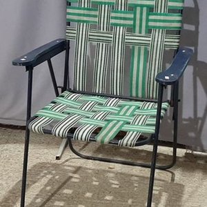 Silla Plegable de Caño con Tiras Verdes y Blancas - imagen 1