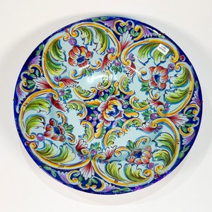 Centro Cóncavo Cerámica Portuguesa Celeste Decoración Floral - Bombarral - imagen 2