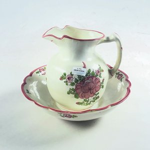 Lote siguiente: Jarra y Centro de Cerámica con Diseño Floral - 17 cm y 24 cm