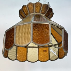 Colgante Vitraux Beige y Marrón con Detalles, Una Luz - imagen 2