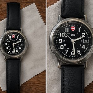 Lote siguiente: Reloj Swiss Army Negro Acero Cuarzo Caja 37mm Cuero Original