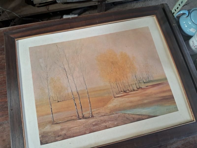 Pintura al óleo enmarcada, paisaje natural - imagen 5