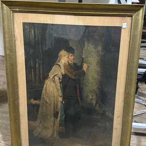 Lote anterior: Cuadro antiguo con escena romántica
