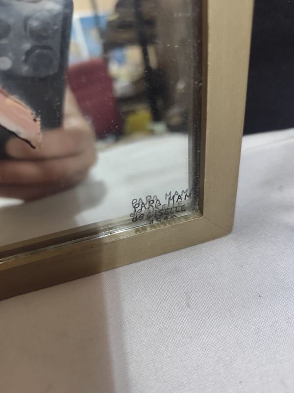 Lote siguiente: Espejo antiguo con dibujo pintado a mano y firma