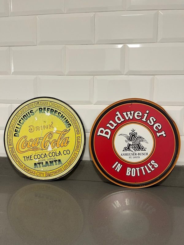 Chapas Decorativas Redondas Coca-Cola y Budweiser