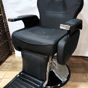 Sillón de Barbero Negro Reclinable y Regulable en Eco Cuero Cromado - imagen 4