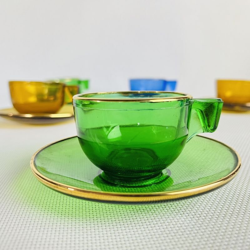 Juego de café francés antiguo napoleónico con filete de oro - imagen 2