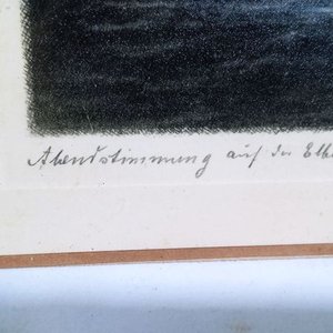 Ambiente vespertino en el río Elba) y una firma que parece ser de Georg Klößner con fecha del 24/5/30. 28*23 - imagen 3