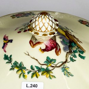 Sopera de Porcelana Limoges Antigua con Decoración de Aves y Flores - imagen 3
