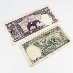 2 Billetes Uruguayos: 1 Peso (1935) y 1000 Pesos (1939) - imagen 2