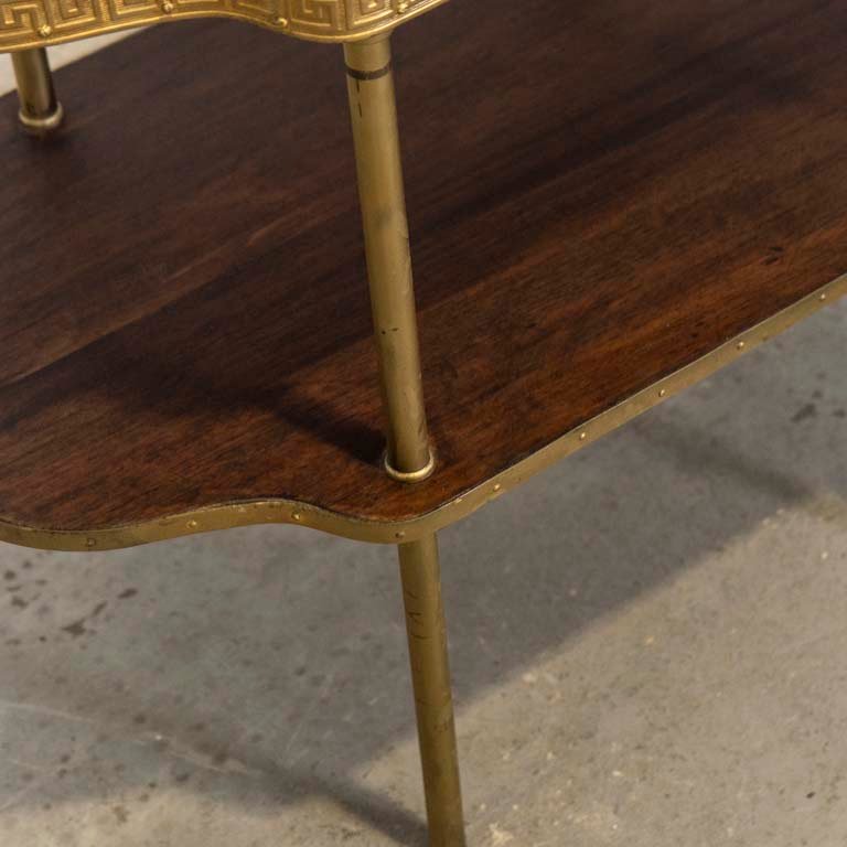 Mesa bar de dos niveles con detalles en oro - imagen 3
