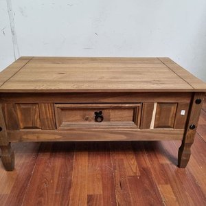 Mesa Ratona Estilo Campestre de Madera con Cajón y Tirador de Forja - imagen 1