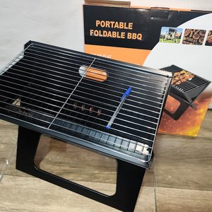 Parrillero Plegable Portátil BBQ Negro Doble Rejilla Nuevo en Caja - imagen 3