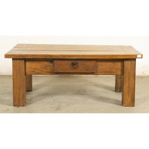 Mesa de Living Rústica de Madera con Cajón y Detalles en Lustre - imagen 1
