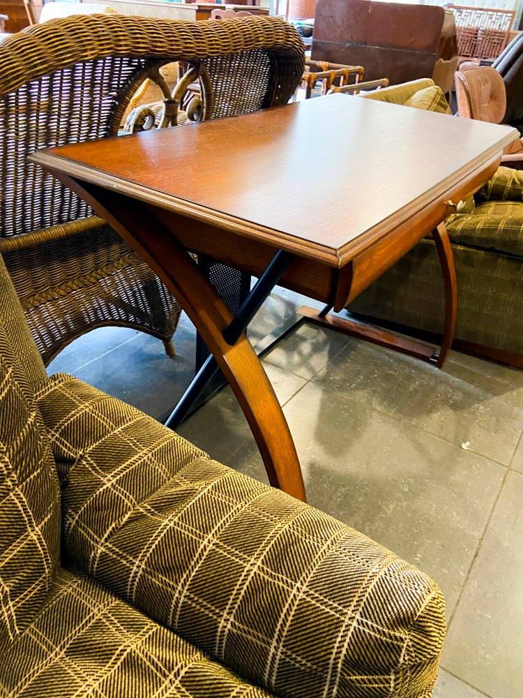 Carrito Auxiliar de Madera y Bambú con Dos Bandejas