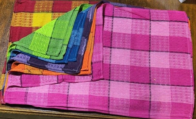 Lote de 12 Paños de Cocina Cuadrillé Multicolor