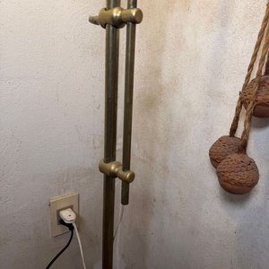 Lámpara de Pie Antigua de Bronce con Pantalla Textil - imagen 5
