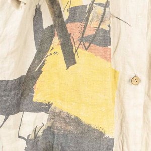 Vestido Camisero Largo de Lino Italiano con Estampado Abstracto - imagen 2