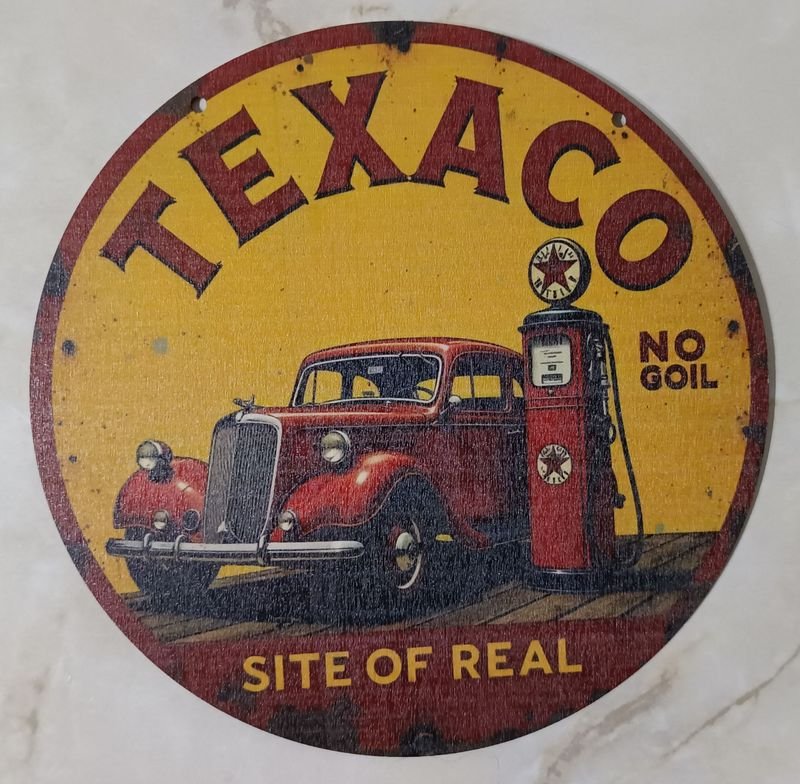 Cartel moderno en madera tipo Bambú con publicidad de TEXACO - imagen 2