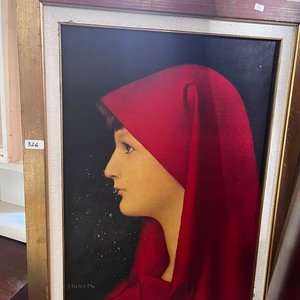 Lote siguiente: Cuadro de Mujer con Pañuelo Rojo, 60 x 84 cm
