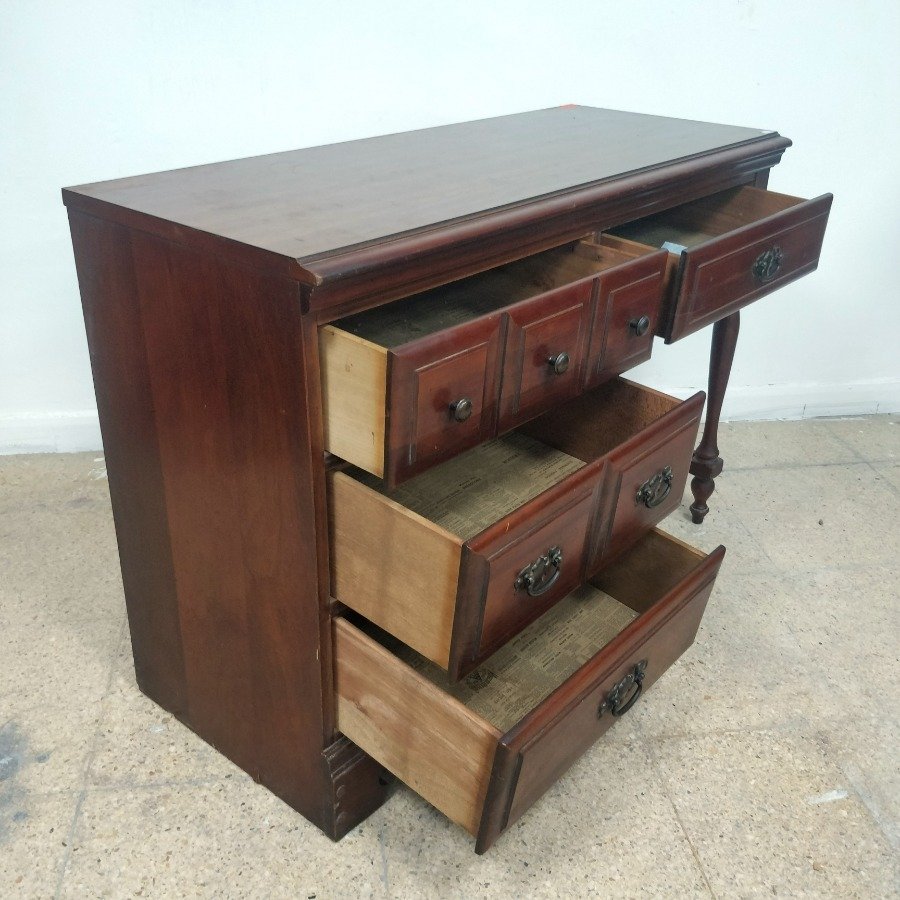 Escritorio de madera maciza con 4 cajones y herrajes metálicos - imagen 4