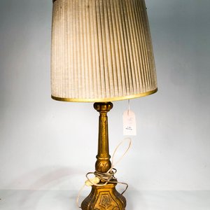Lámpara de Mesa Antigua Estilo Barroco en Madera Dorada - imagen 2