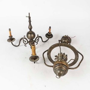 Lote siguiente: Araña Holandesa Colonial de Bronce con Colgante - 3 Luces