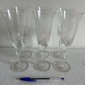 Juego de 6 Copas de Cristal Tallado para Champagne - imagen 1