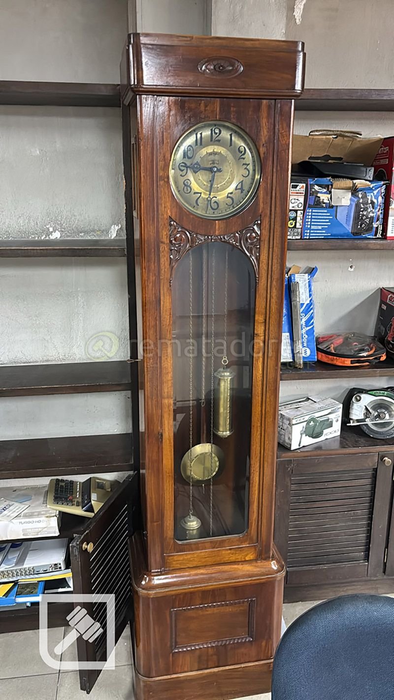 Reloj de Piso Antiguo de Madera con Péndulo y Pesas