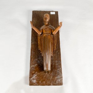 Talla de Madera de Dama con Avería en Mano - 40 cm - imagen 1