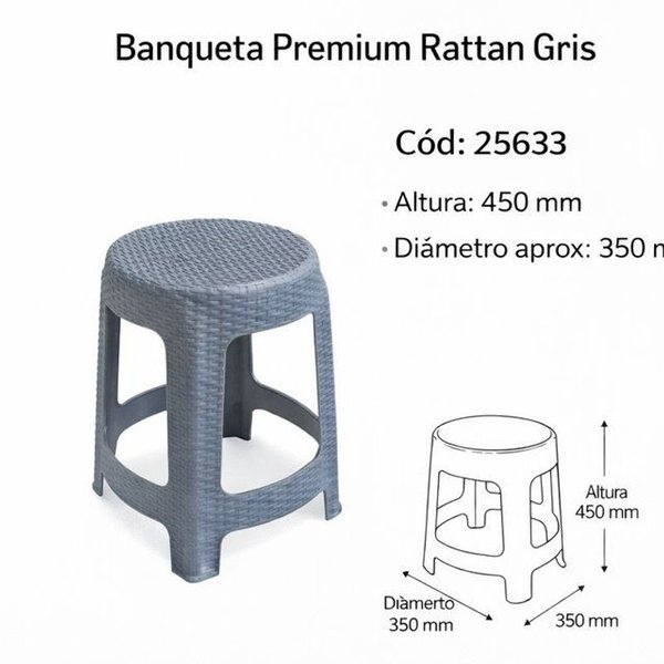 Banqueta Rattan Gris o Negro para Hogar - imagen 1
