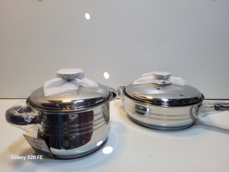 Set de 2 Ollas de Acero Inoxidable Grünhof con Tapa