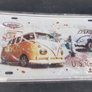 Chapa Decorativa Vintage VW Fusca y Combi Ruta 66 - imagen 2
