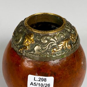 Mate con linda virola de plata y oro decorada (virola media suelta) - imagen 3