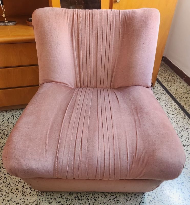 Módulo de sillón individual tapizado rosa