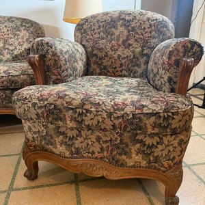 Sillón de 1 Cuerpo Estilo Luis XV Tapizado Floral - imagen 2