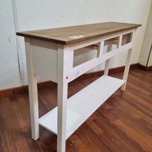 Mesa de Arrimo Moderna Madera Natural y Blanco - imagen 3