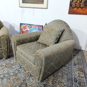 Par de Sillones de 1 Cuerpo Tapizados en Tela Gris con Bordado - imagen 2