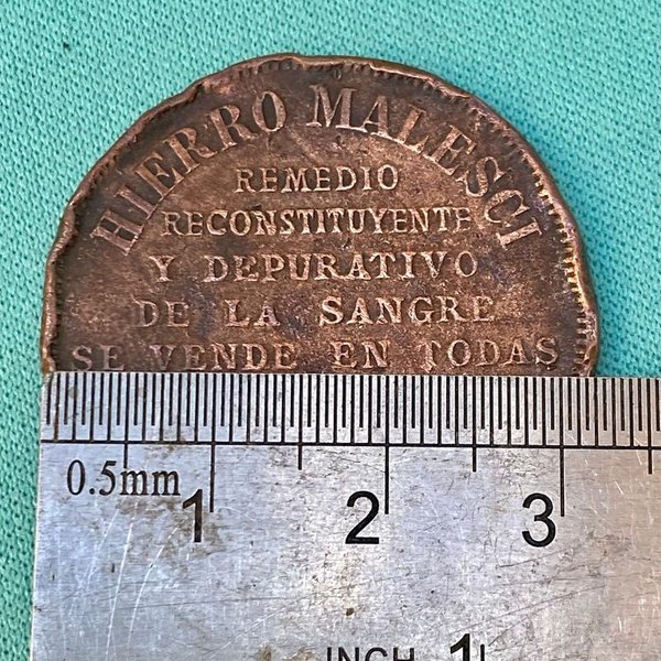 Medalla de cobre con publicidad del remedio Hierro Malesci - imagen 3