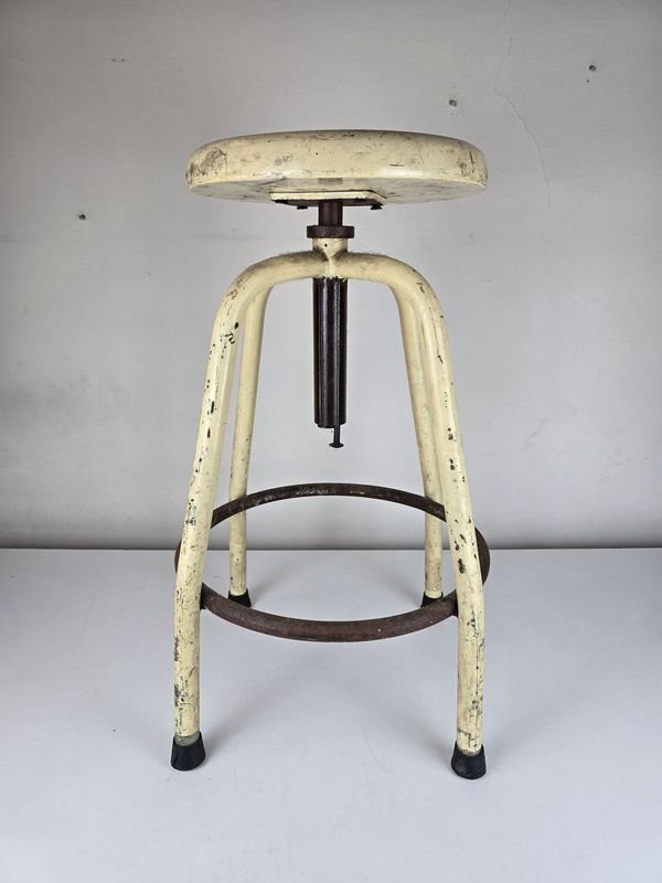 Taburete Industrial Regulable en Altura, Metal