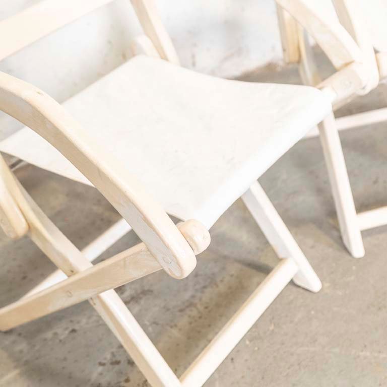 Sillas plegables de madera con asientos de cuero para re pintar - imagen 2