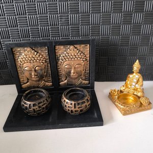 Lote anterior: Set Decorativo Zen: Buda en Metal Dorado y Portavelas