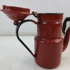 Conjunto de 2 Cafeteras Antiguas Esmaltadas: Azul con Calas y Roja - imagen 6
