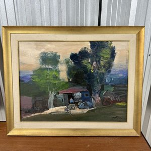 Lote siguiente: Cuadro de Hugo Nantes: Paisaje Rural Expresionista