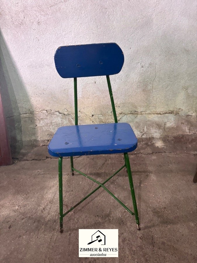 Silla Infantil de Hierro y Madera Azul y Verde