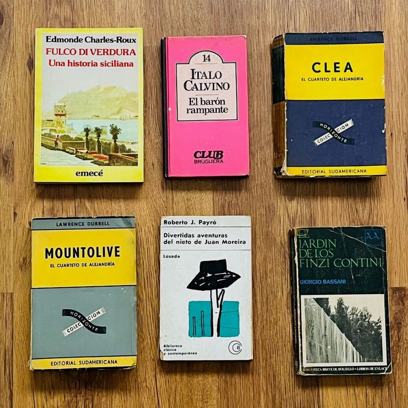 Lote de 6 Libros: El Barón Rampante, Clea, Mountolive, Fulco di Verdura, Jardines de los Finzi Contini y Juan Moreira