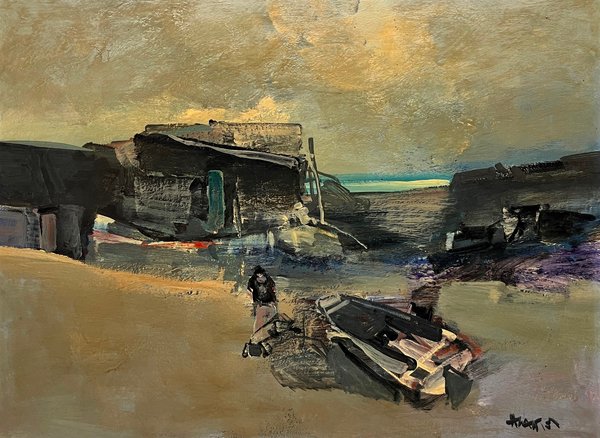 Pintura de Hugo Nantes: Botes en la playa - imagen 1