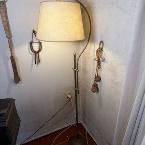 Lámpara de Pie Antigua de Bronce con Pantalla Textil - imagen 7