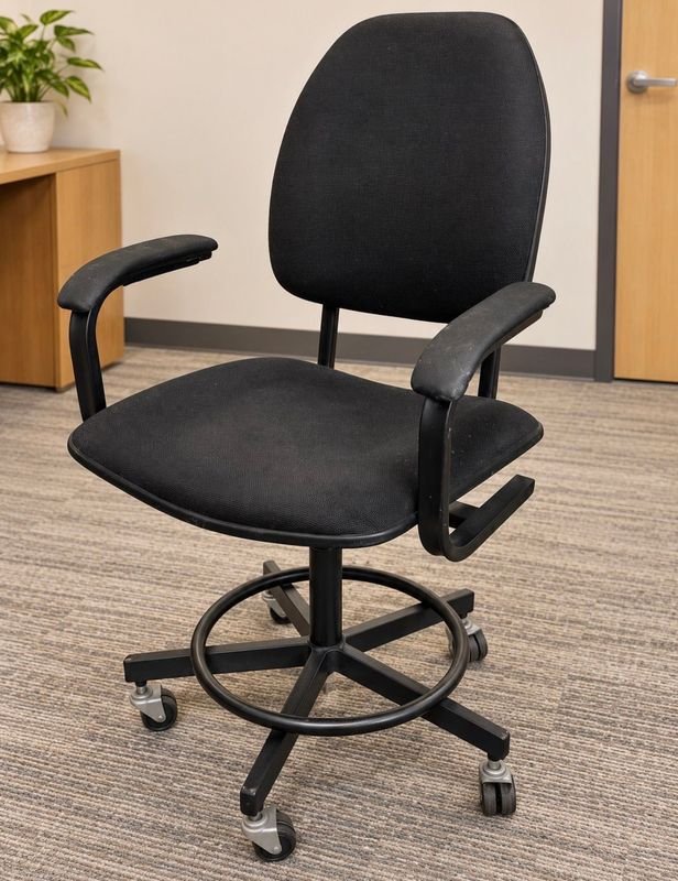 Silla de Oficina Giratoria Negra con Apoyabrazos y Reposapiés