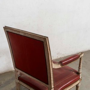 Sillón Estilo Luis XVI Tapizado en Cuerina Roja - imagen 3